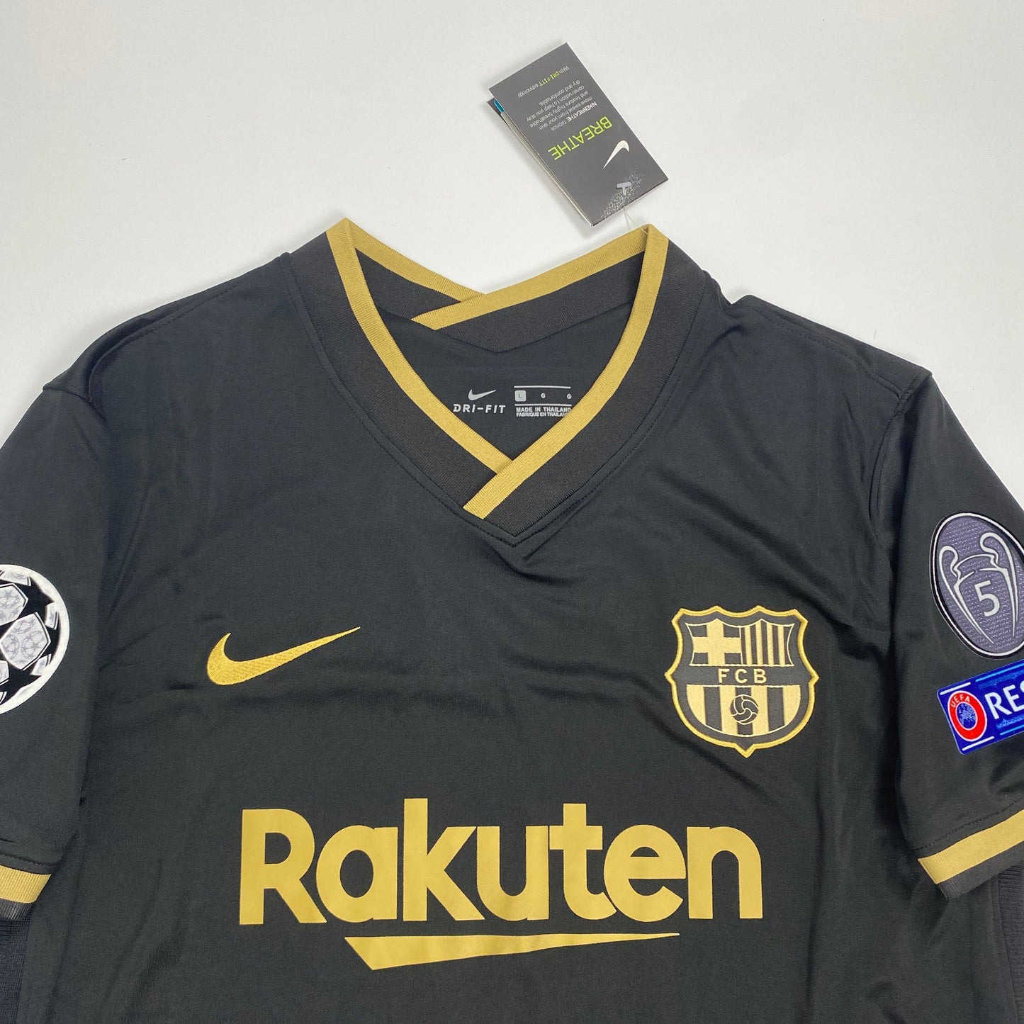 Authentic FC Barcelona 2020/21 UCL Away Jersey – Lionel Messi #10 (Black & Gold Edition)