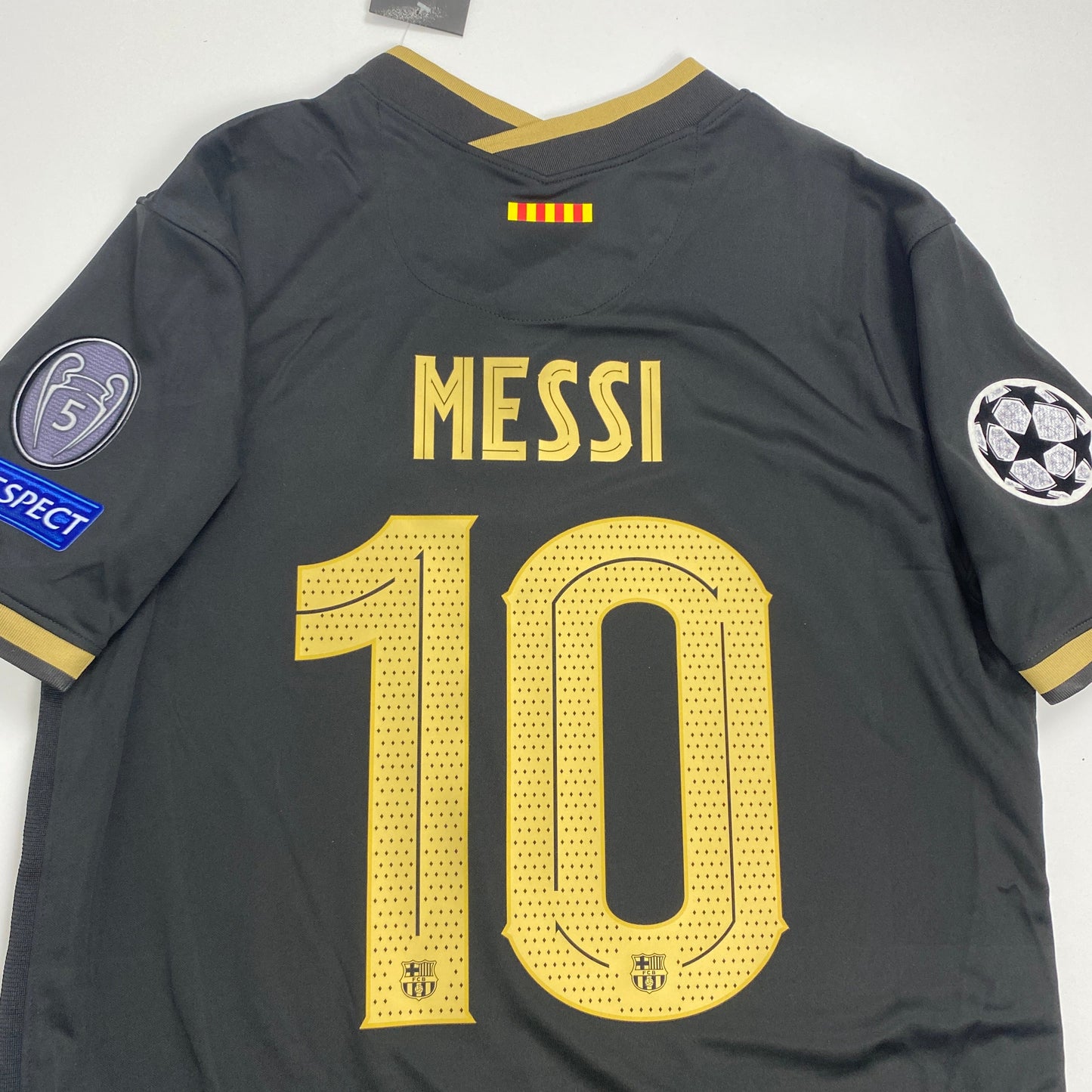 Authentic FC Barcelona 2020/21 UCL Away Jersey – Lionel Messi #10 (Black & Gold Edition)